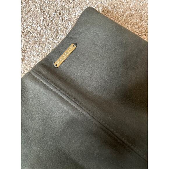 Andrew Marc suede skirt midi western style A-line Olive green SZ LG slit back - Picture 3 of 8